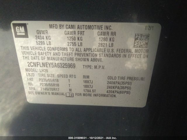 Photo 8 VIN: 2CNFLNEY5A6325969 - CHEVROLET EQUINOX 