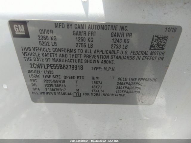 Photo 8 VIN: 2CNFLPE55B6279918 - CHEVROLET EQUINOX 