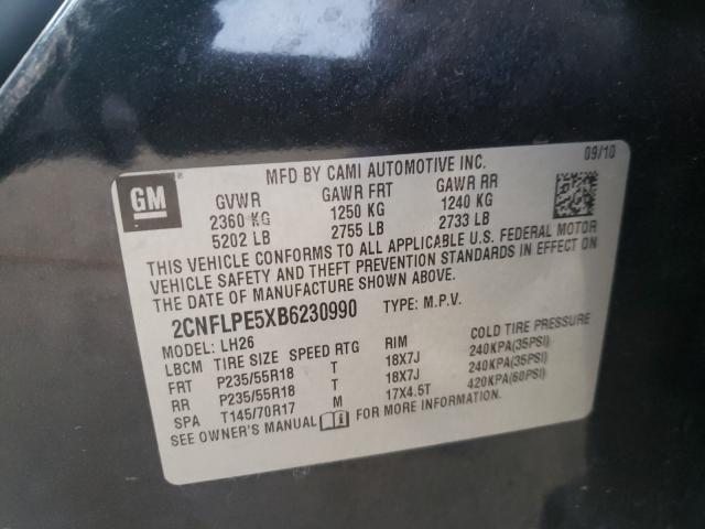 Photo 9 VIN: 2CNFLPE5XB6230990 - CHEVROLET EQUINOX LT 