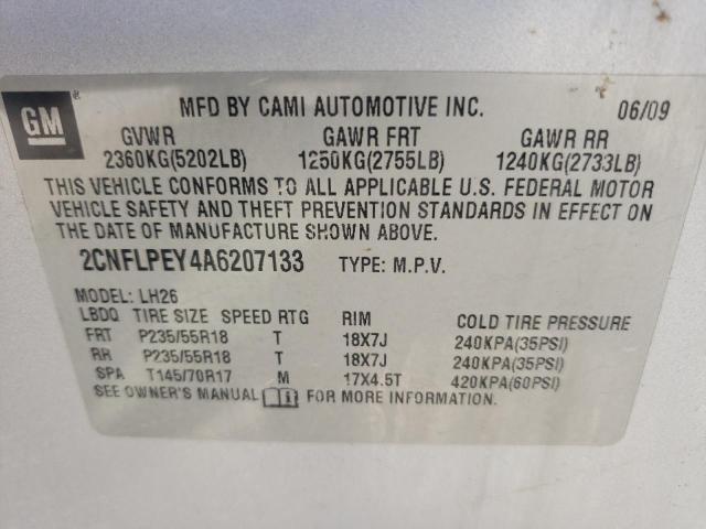 Photo 9 VIN: 2CNFLPEY4A6207133 - CHEVROLET EQUINOX LT 