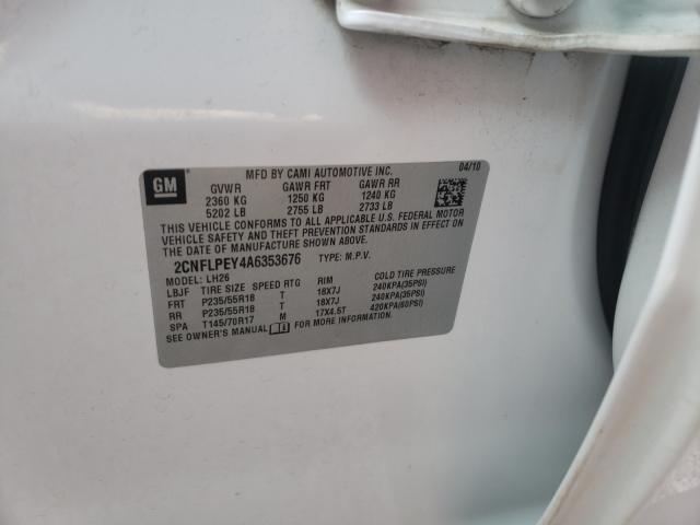 Photo 9 VIN: 2CNFLPEY4A6353676 - CHEVROLET EQUINOX LT 