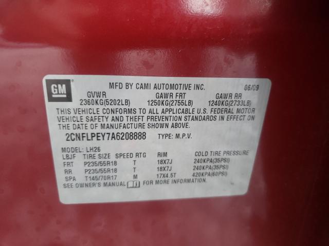 Photo 9 VIN: 2CNFLPEY7A6208888 - CHEVROLET EQUINOX LT 