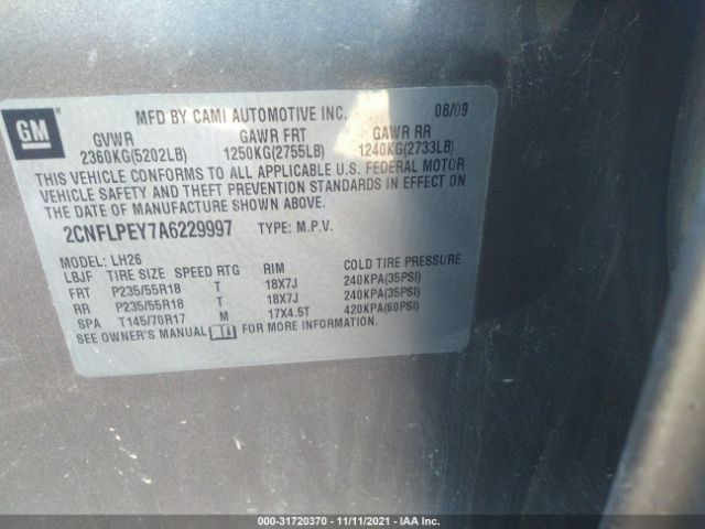 Photo 8 VIN: 2CNFLPEY7A6229997 - CHEVROLET EQUINOX 