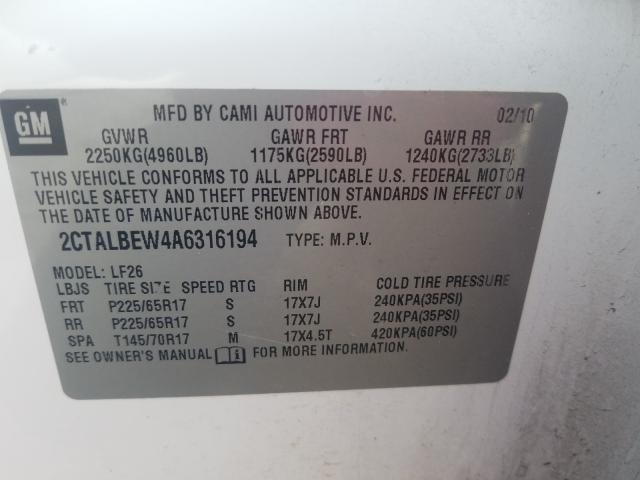 Photo 9 VIN: 2CTALBEW4A6316194 - GMC TERRAIN SL 