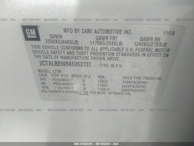 Photo 8 VIN: 2CTALBEW8A6262737 - GMC TERRAIN 