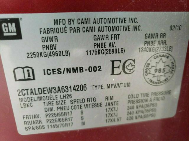 Photo 9 VIN: 2CTALDEW3A6314206 - GMC TERRAIN SL 