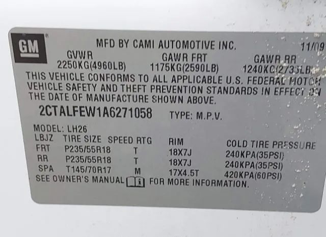 Photo 8 VIN: 2CTALFEW1A6271058 - GMC TERRAIN 