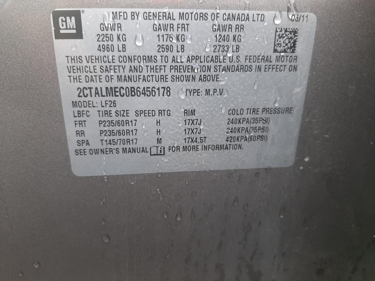 Photo 11 VIN: 2CTALMEC0B6456178 - GMC TERRAIN 