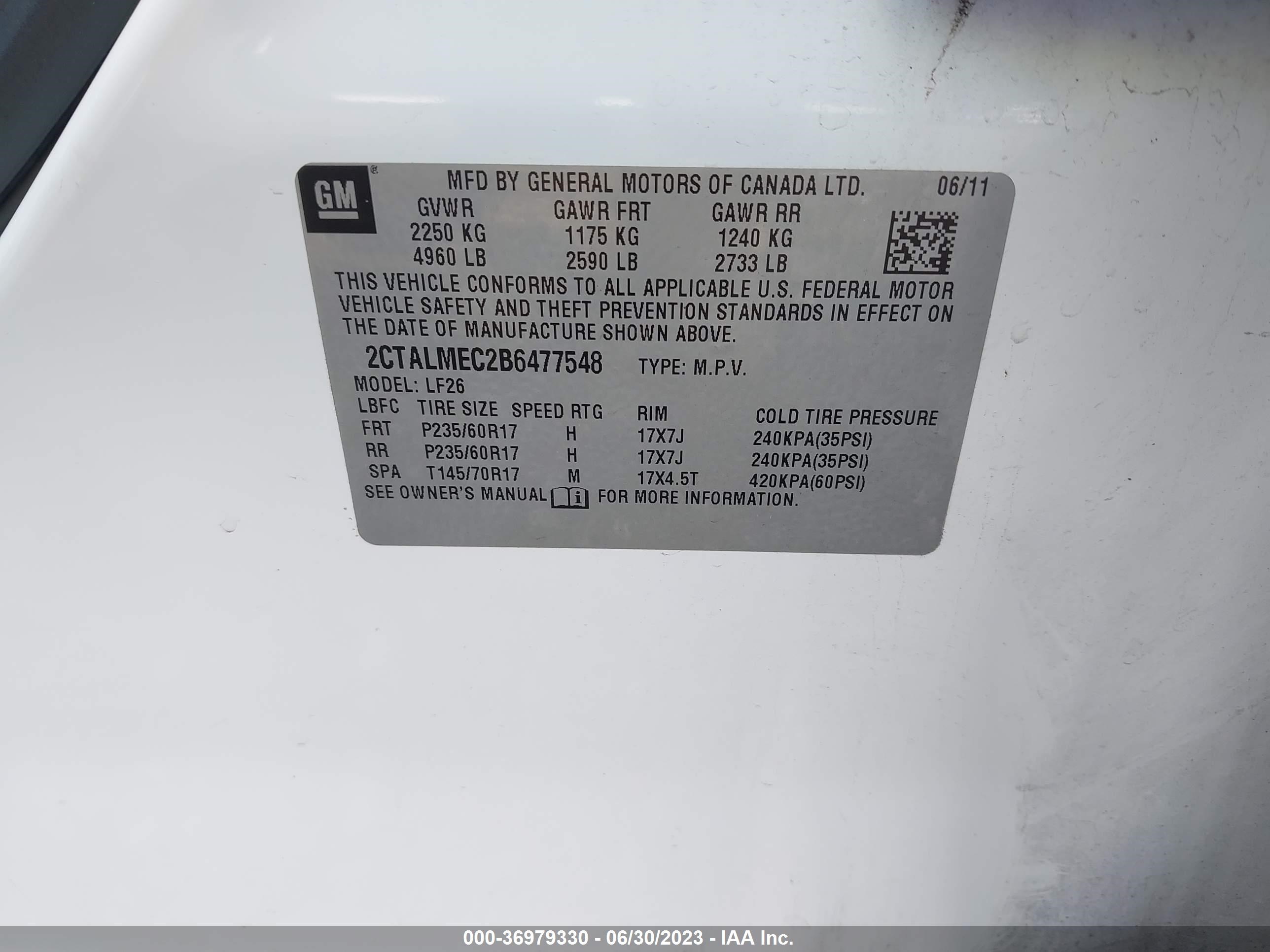 Photo 8 VIN: 2CTALMEC2B6477548 - GMC TERRAIN 