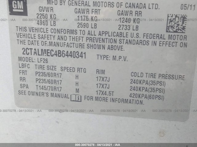 Photo 8 VIN: 2CTALMEC4B6440341 - GMC TERRAIN 