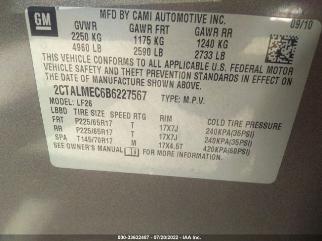 Photo 8 VIN: 2CTALMEC6B6227567 - GMC TERRAIN 