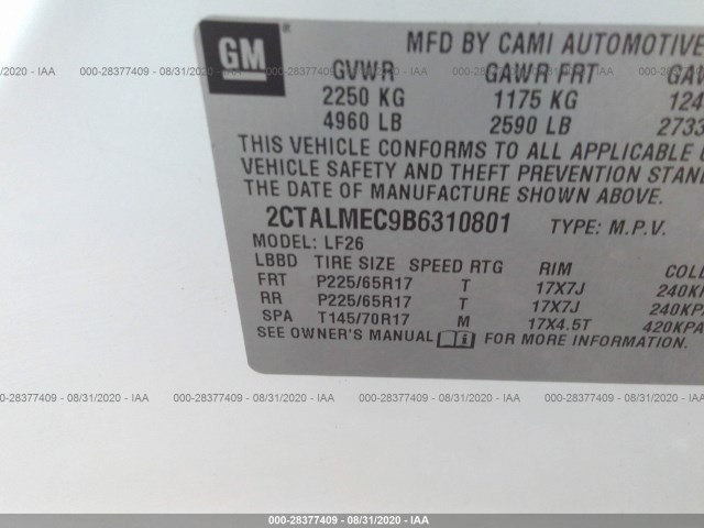 Photo 8 VIN: 2CTALMEC9B6310801 - GMC TERRAIN 