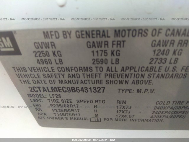 Photo 8 VIN: 2CTALMEC9B6431327 - GMC TERRAIN 