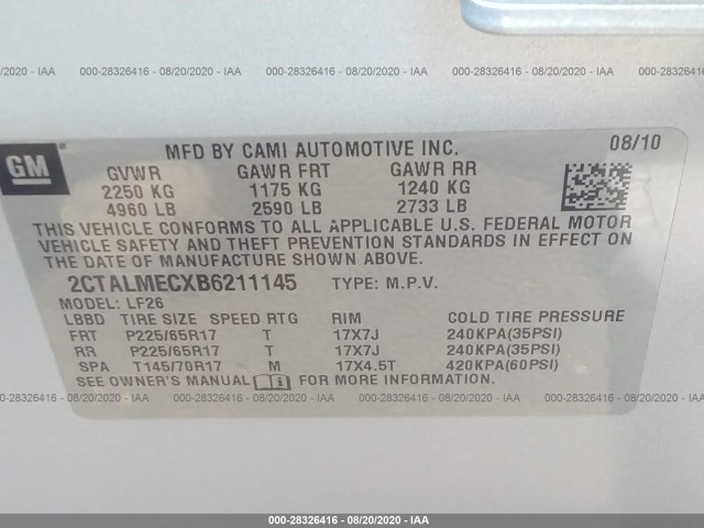 Photo 8 VIN: 2CTALMECXB6211145 - GMC TERRAIN 