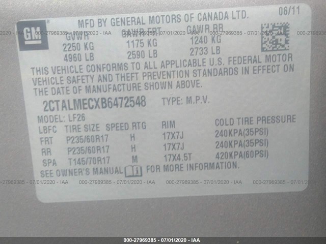 Photo 8 VIN: 2CTALMECXB6472548 - GMC TERRAIN 