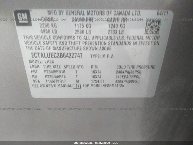 Photo 8 VIN: 2CTALUEC3B6432747 - GMC TERRAIN 