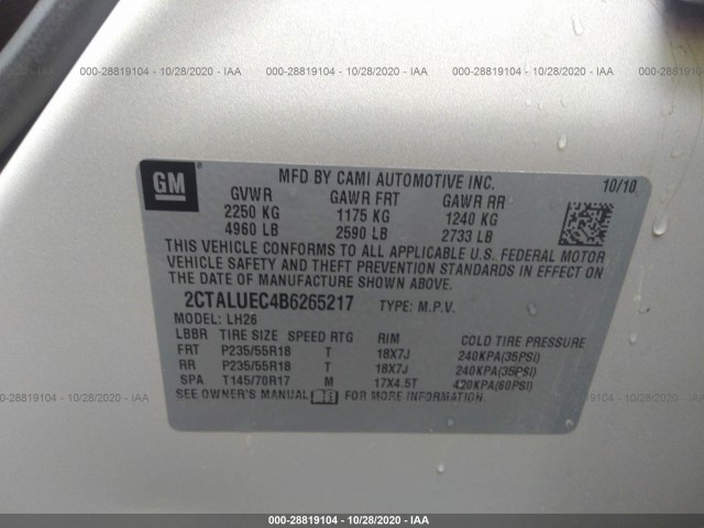 Photo 8 VIN: 2CTALUEC4B6265217 - GMC TERRAIN 