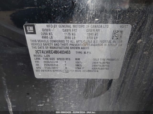 Photo 8 VIN: 2CTALWEC4B6403463 - GMC TERRAIN 