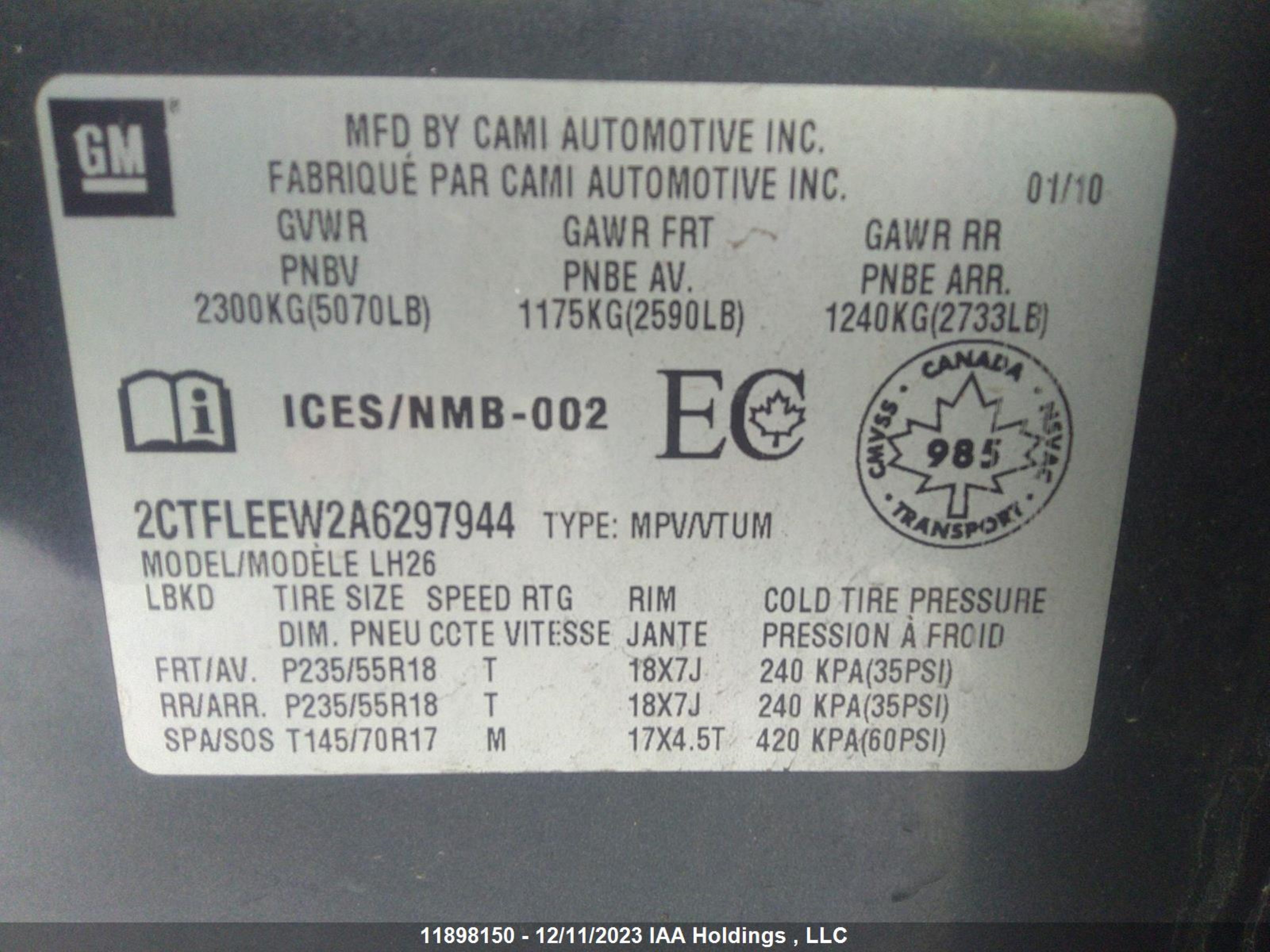 Photo 8 VIN: 2CTFLEEW2A6297944 - GMC TERRAIN 