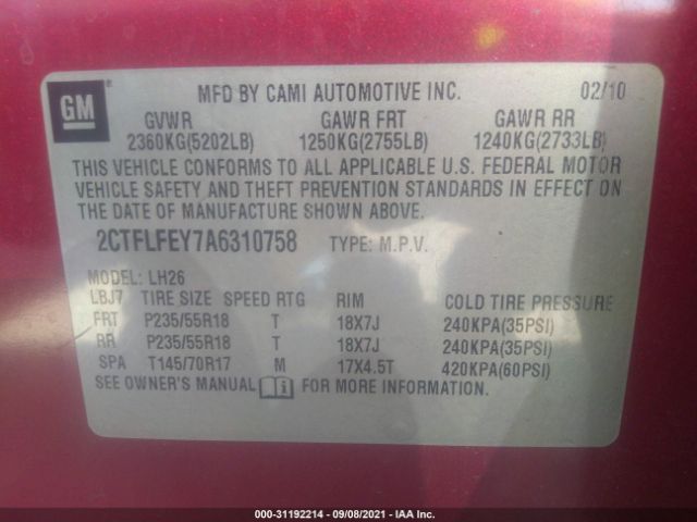 Photo 8 VIN: 2CTFLFEY7A6310758 - GMC TERRAIN 