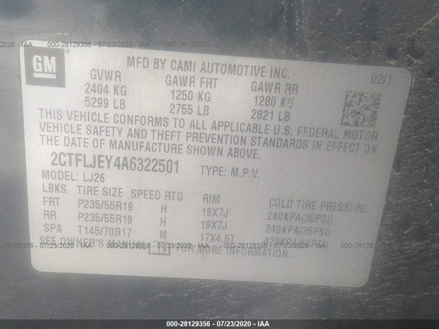 Photo 8 VIN: 2CTFLJEY4A6322501 - GMC TERRAIN 