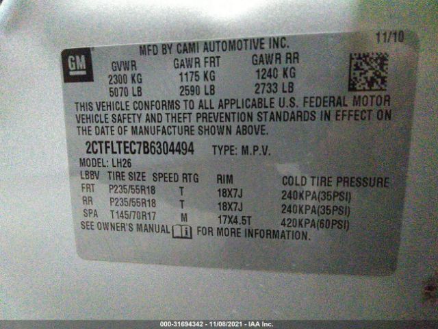 Photo 8 VIN: 2CTFLTEC7B6304494 - GMC TERRAIN 