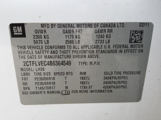 Photo 9 VIN: 2CTFLVEC4B6364549 - GMC TERRAIN SL 