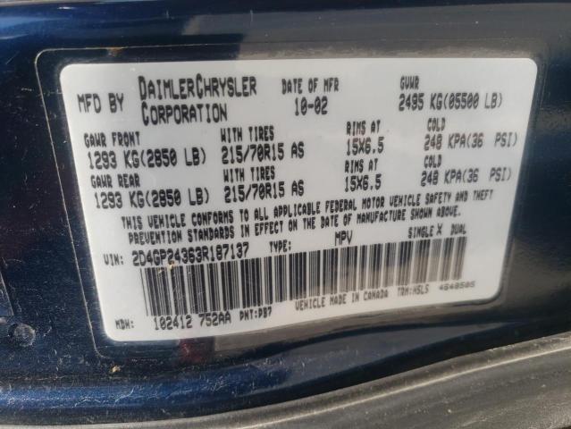 Photo 9 VIN: 2D4GP24363R187137 - DODGE GRAND CARA 