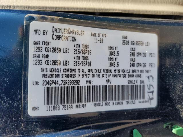 Photo 12 VIN: 2D4GP44L73R203292 - DODGE GRAND CARA 