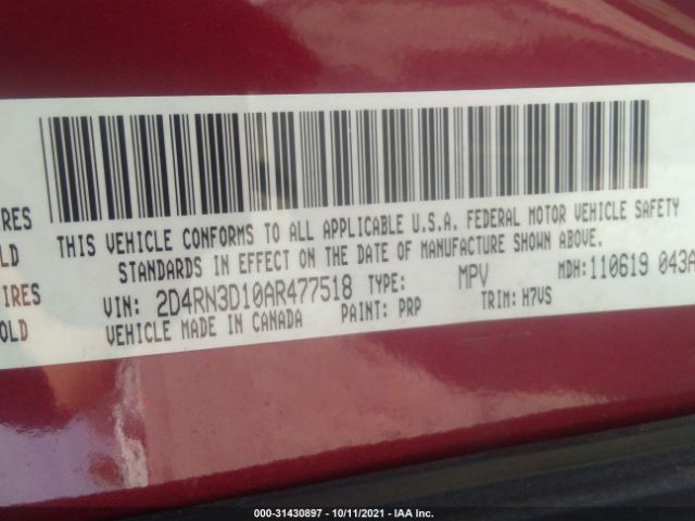 Photo 8 VIN: 2D4RN3D10AR477518 - DODGE GRAND CARAVAN 