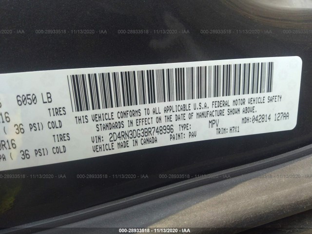 Photo 8 VIN: 2D4RN3DG3BR748996 - DODGE GRAND CARAVAN 