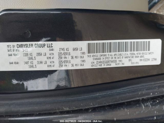 Photo 8 VIN: 2D4RN3DG6BR700599 - DODGE GRAND CARAVAN 