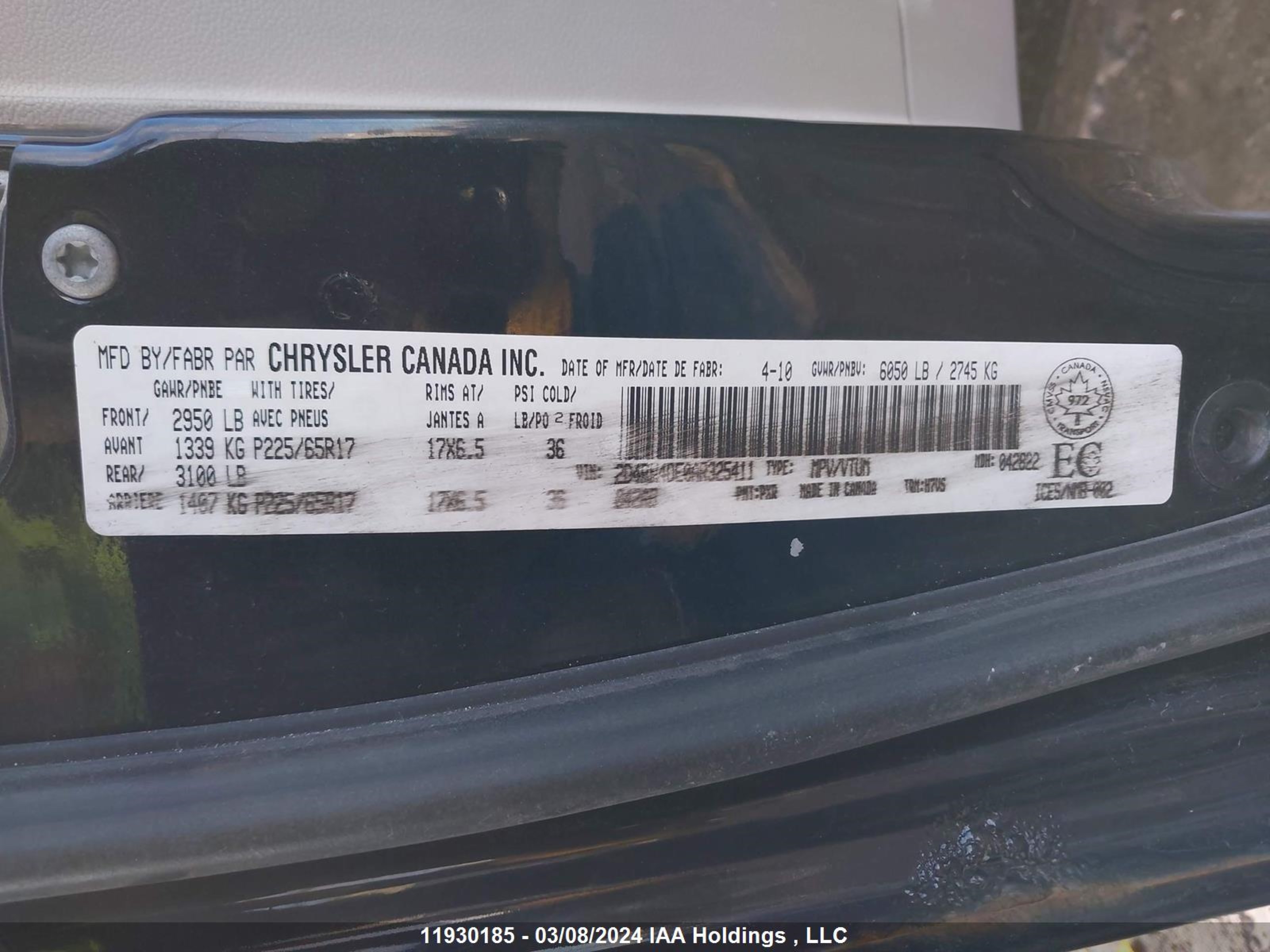 Photo 8 VIN: 2D4RN4DE0AR325411 - DODGE CARAVAN 