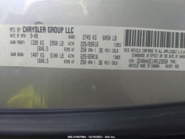 Photo 8 VIN: 2D4RN4DE1AR123550 - DODGE GRAND CARAVAN 