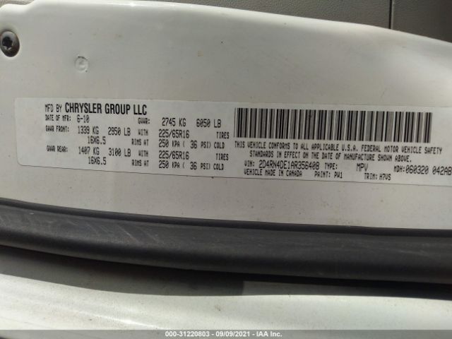 Photo 8 VIN: 2D4RN4DE1AR356408 - DODGE GRAND CARAVAN 