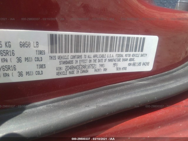 Photo 8 VIN: 2D4RN4DE2AR107521 - DODGE GRAND CARAVAN 