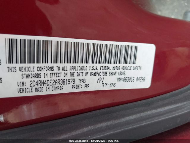 Photo 8 VIN: 2D4RN4DE2AR381978 - DODGE GRAND CARAVAN 