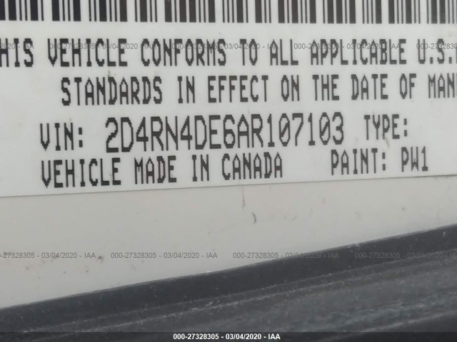 Photo 8 VIN: 2D4RN4DE6AR107103 - DODGE GRAND CARAVAN 