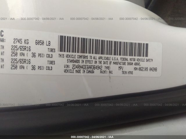 Photo 8 VIN: 2D4RN4DE6AR364942 - DODGE GRAND CARAVAN 