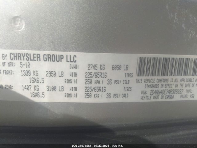 Photo 8 VIN: 2D4RN4DE7AR326037 - DODGE GRAND CARAVAN 