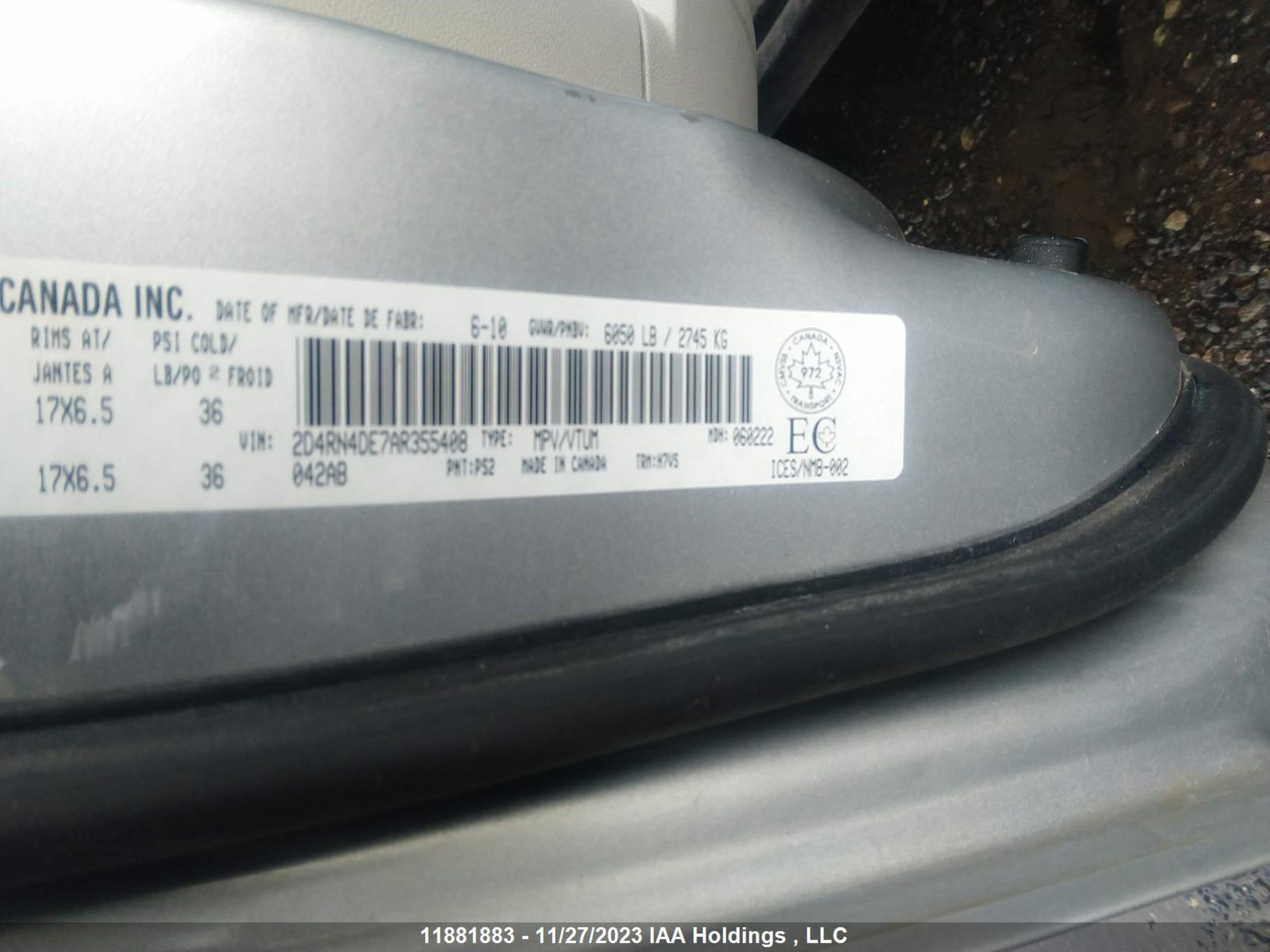 Photo 8 VIN: 2D4RN4DE7AR355408 - DODGE CARAVAN 