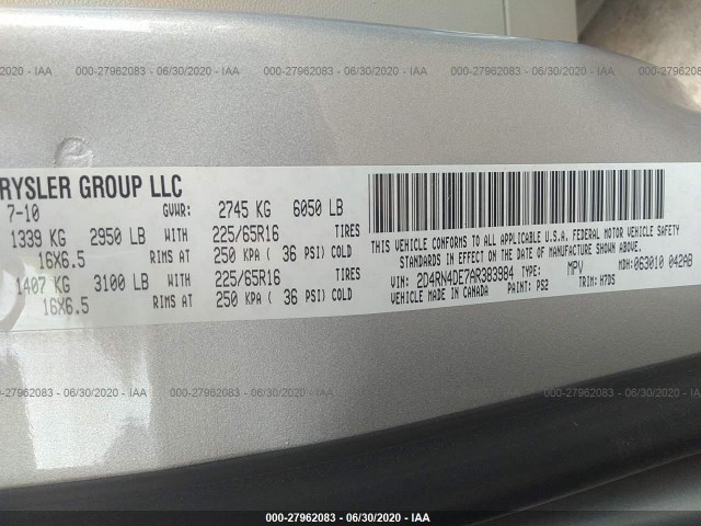 Photo 8 VIN: 2D4RN4DE7AR383984 - DODGE GRAND CARAVAN 