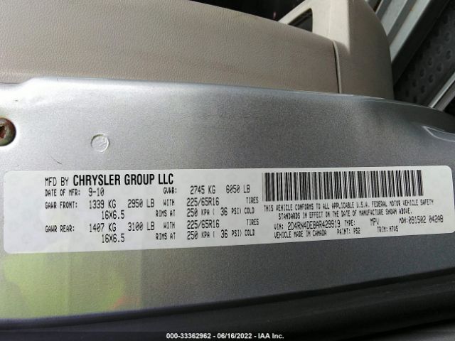 Photo 8 VIN: 2D4RN4DE8AR429919 - DODGE GRAND CARAVAN 