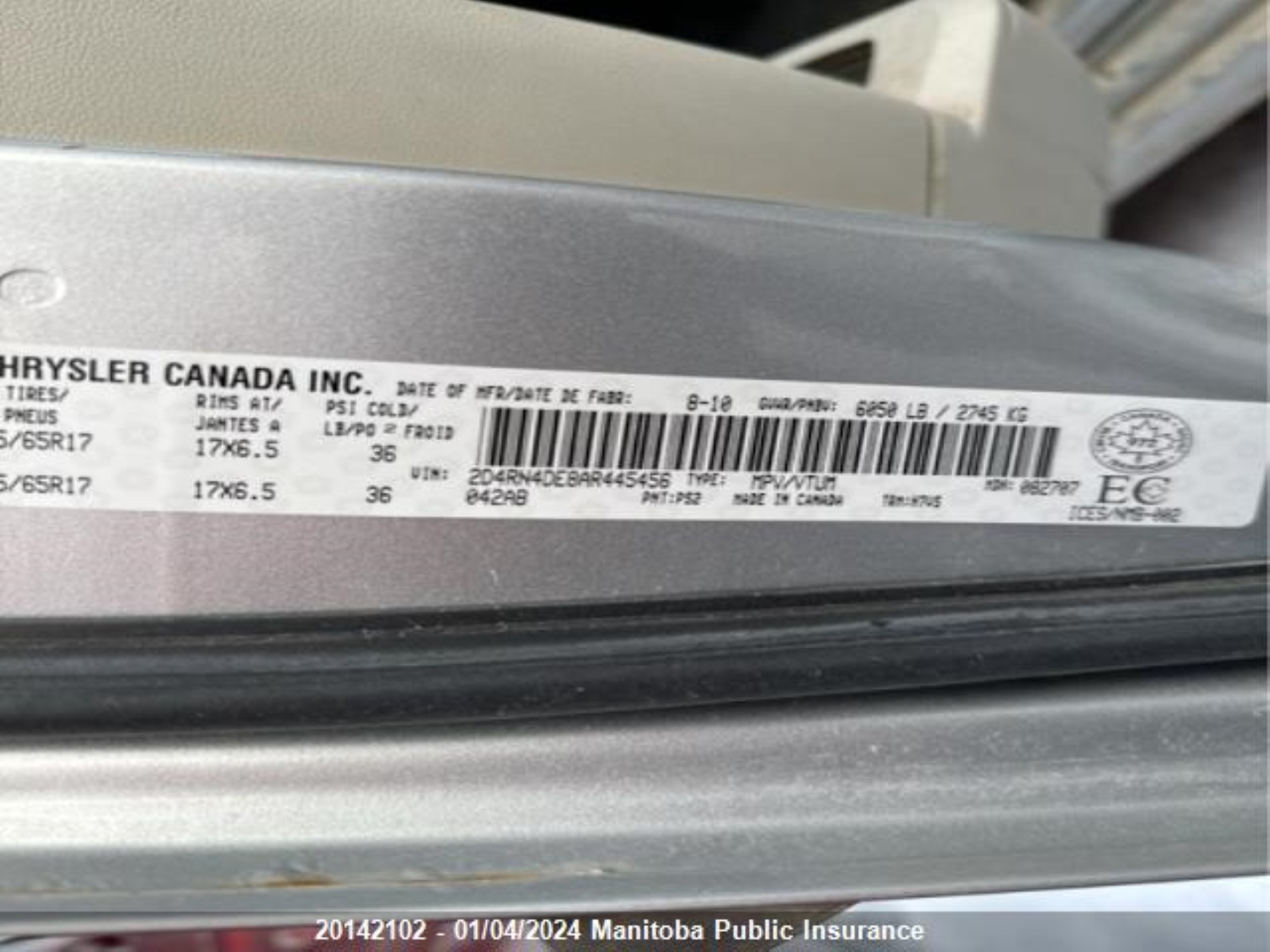 Photo 8 VIN: 2D4RN4DE8AR445456 - DODGE CARAVAN 