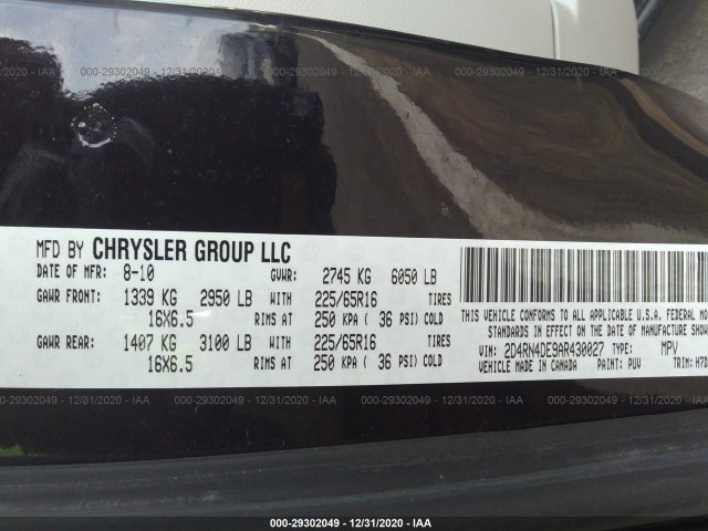 Photo 8 VIN: 2D4RN4DE9AR430027 - DODGE GRAND CARAVAN 