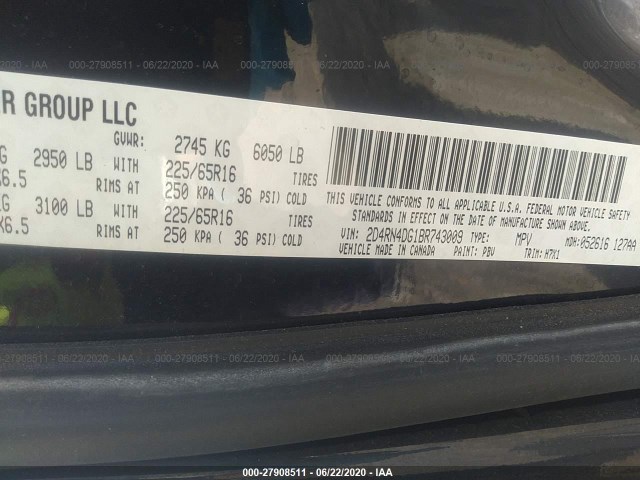 Photo 8 VIN: 2D4RN4DG1BR743009 - DODGE GRAND CARAVAN 