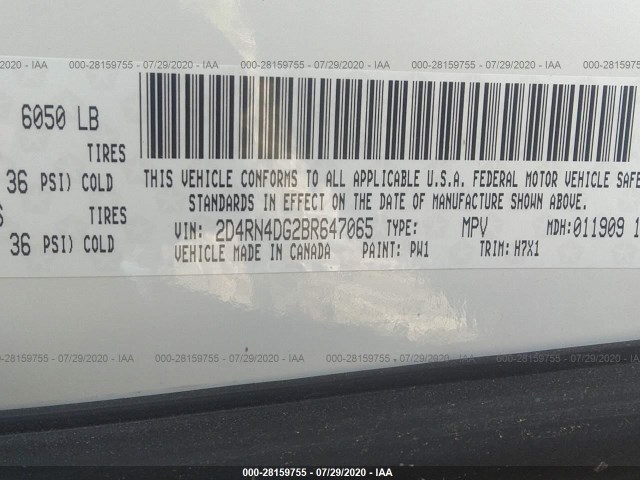 Photo 8 VIN: 2D4RN4DG2BR647065 - DODGE GRAND CARAVAN 