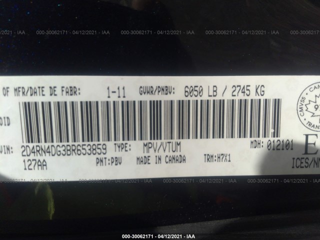 Photo 8 VIN: 2D4RN4DG3BR653859 - DODGE GRAND CARAVAN 