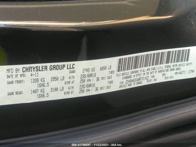 Photo 8 VIN: 2D4RN4DG4BR731422 - DODGE GRAND CARAVAN 