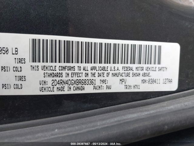 Photo 8 VIN: 2D4RN4DGXBR683361 - DODGE GRAND CARAVAN 